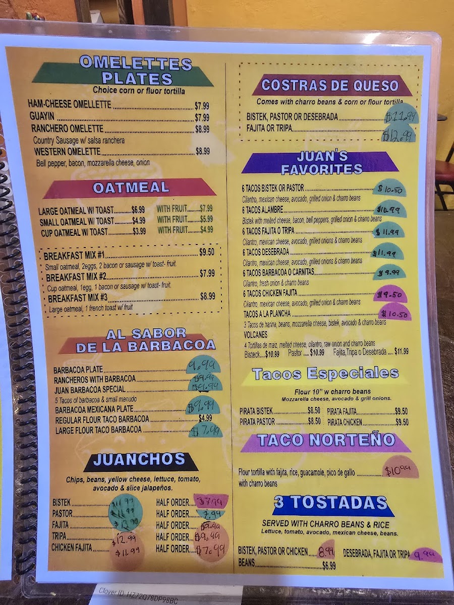 Juan More Taco 2 Menu - Image 1